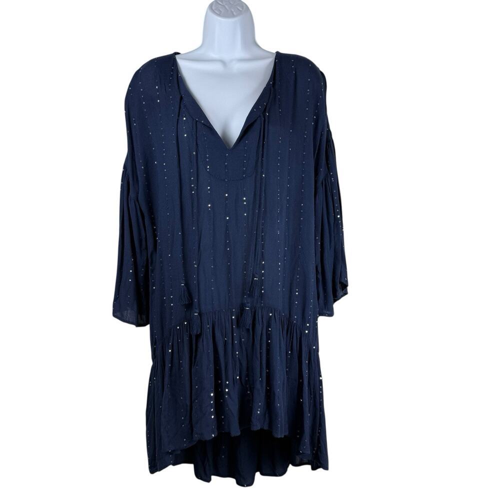PQ Swim Dress Womens Medium Blue Angelica Sequined Tunic - Picture 2 of 11
